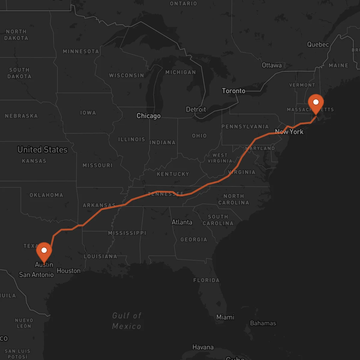Ruta Providence - Austin