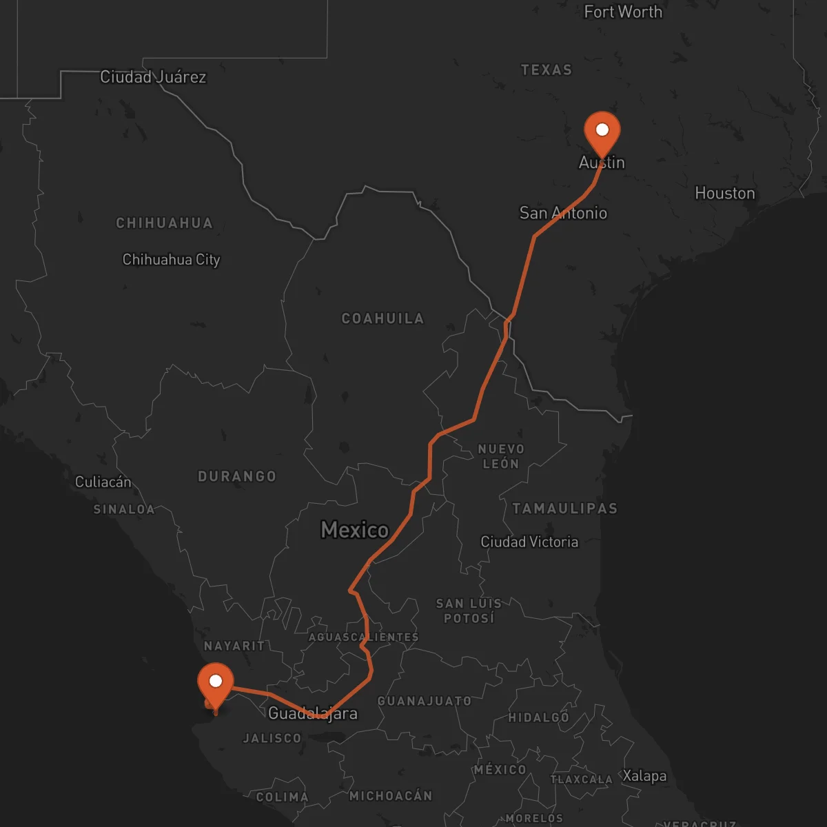 Ruta Austin - Puerto Vallarta