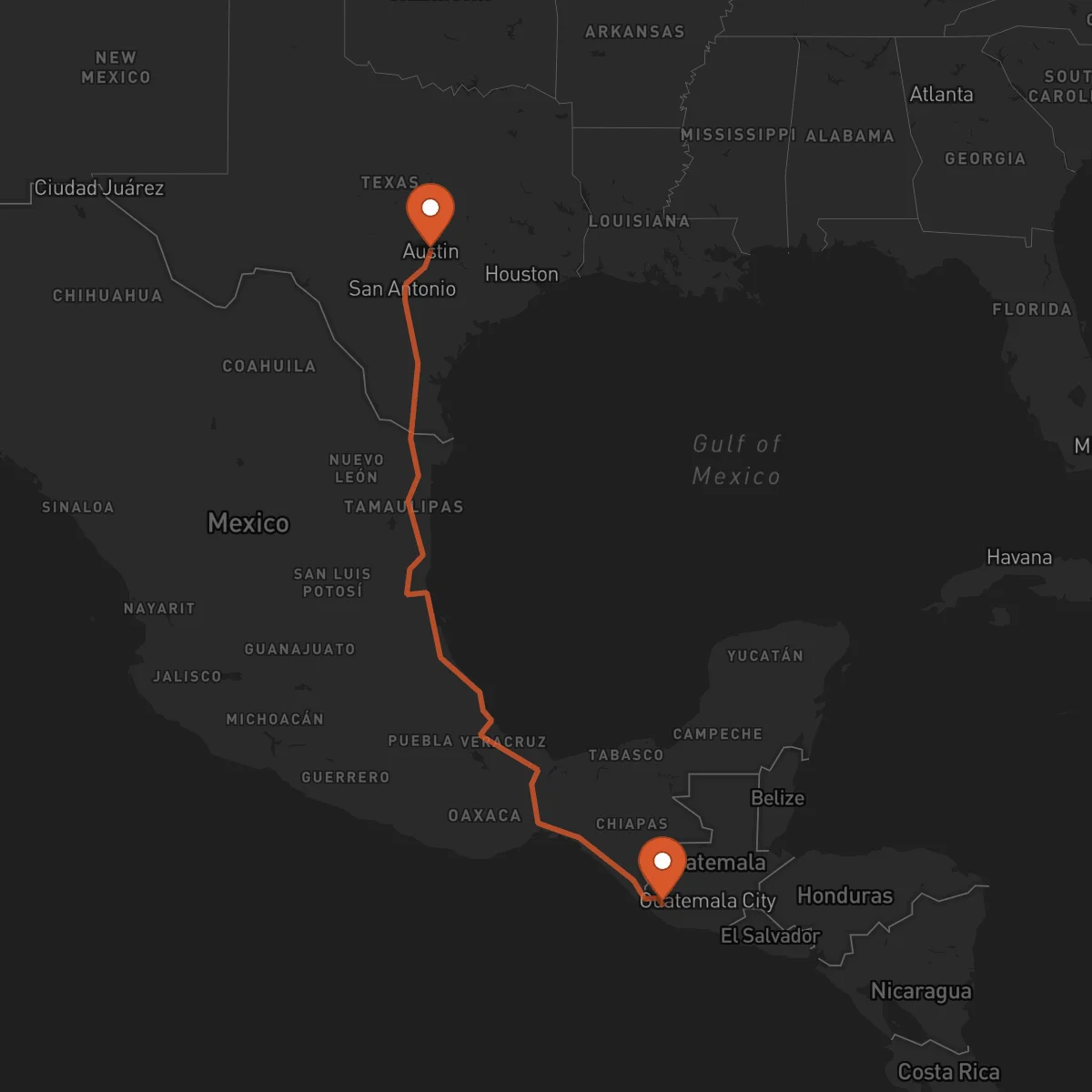 Ruta Austin - Retalhuleu