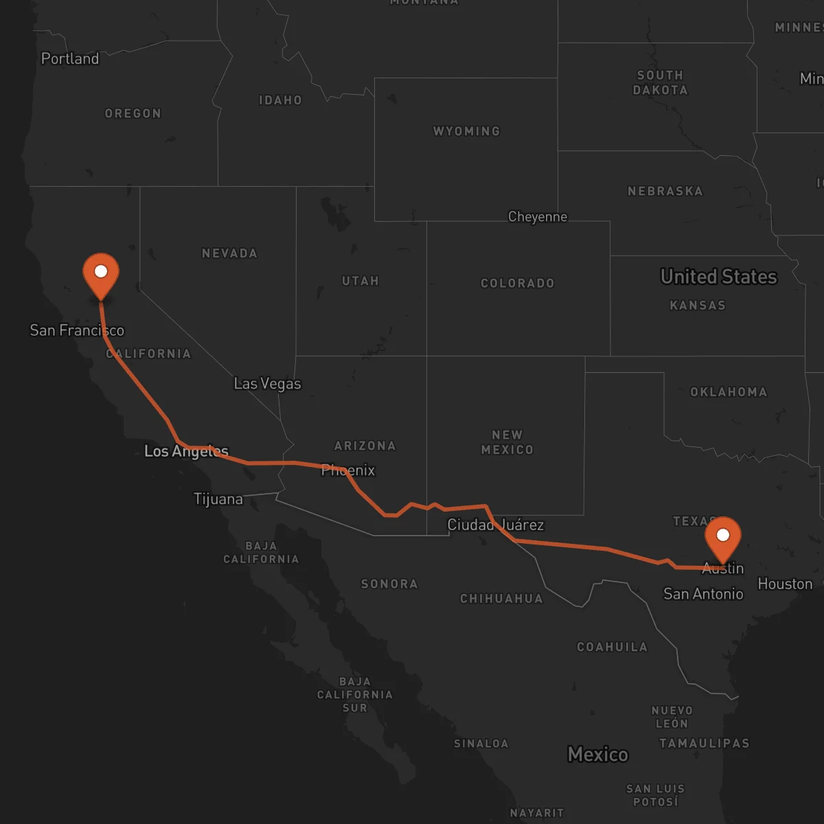 Ruta Sacramento - Austin