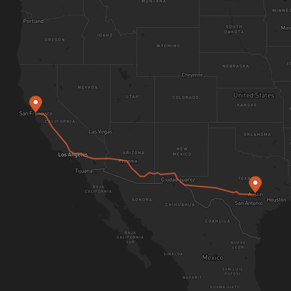 Ruta San Francisco - Austin
