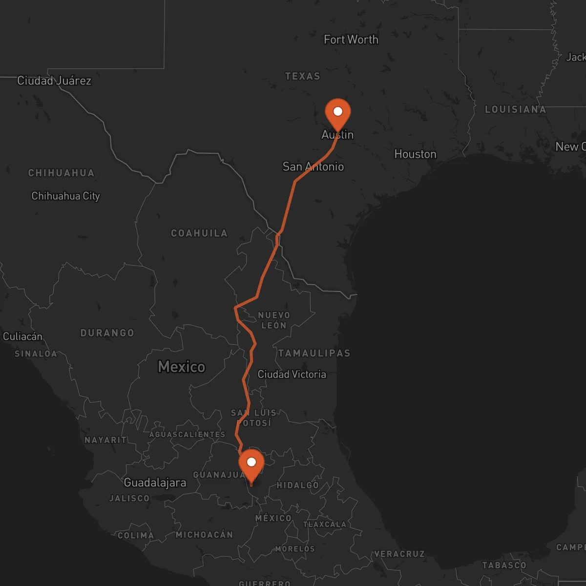 Ruta Austin - Santiago de Querétaro