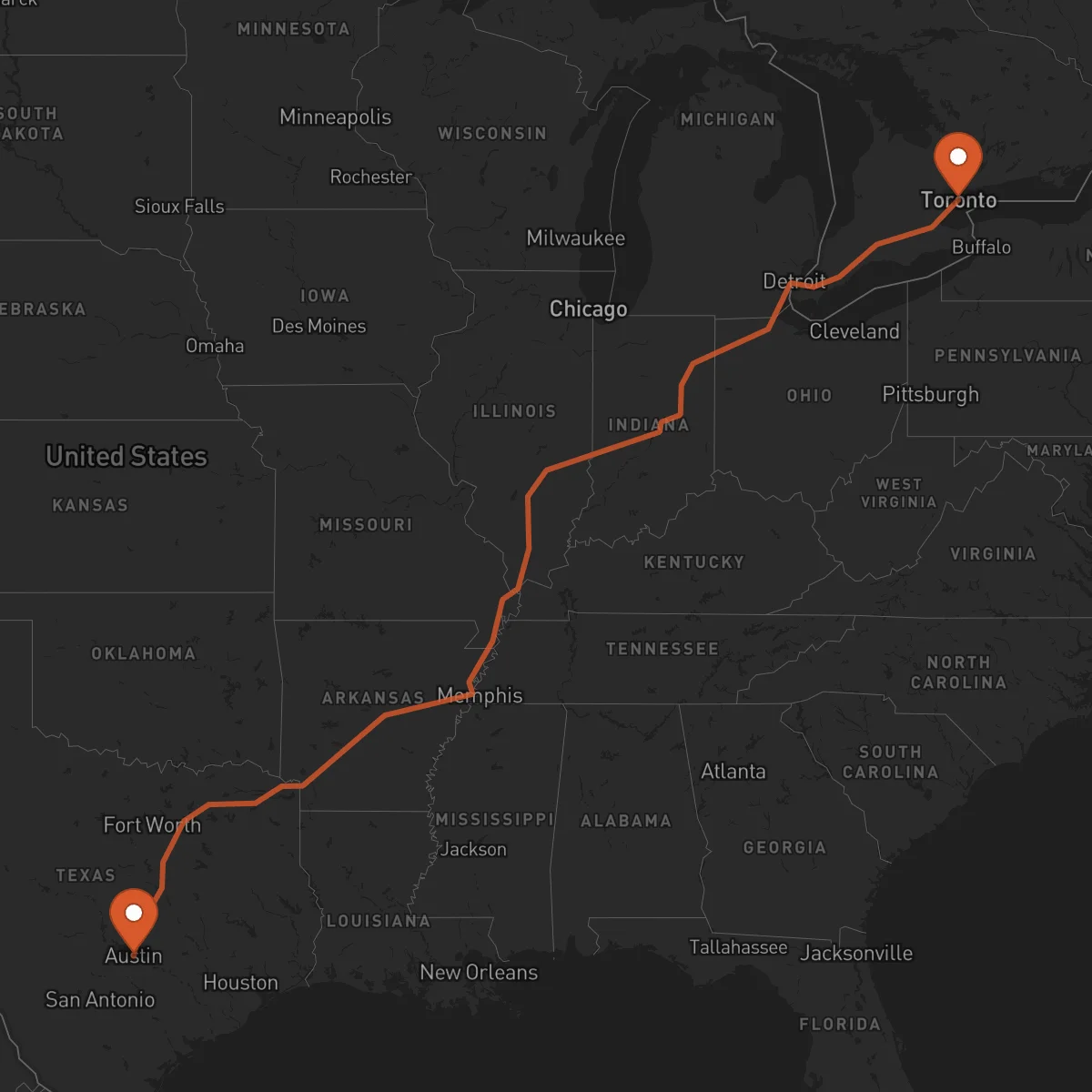 Ruta Toronto - Austin