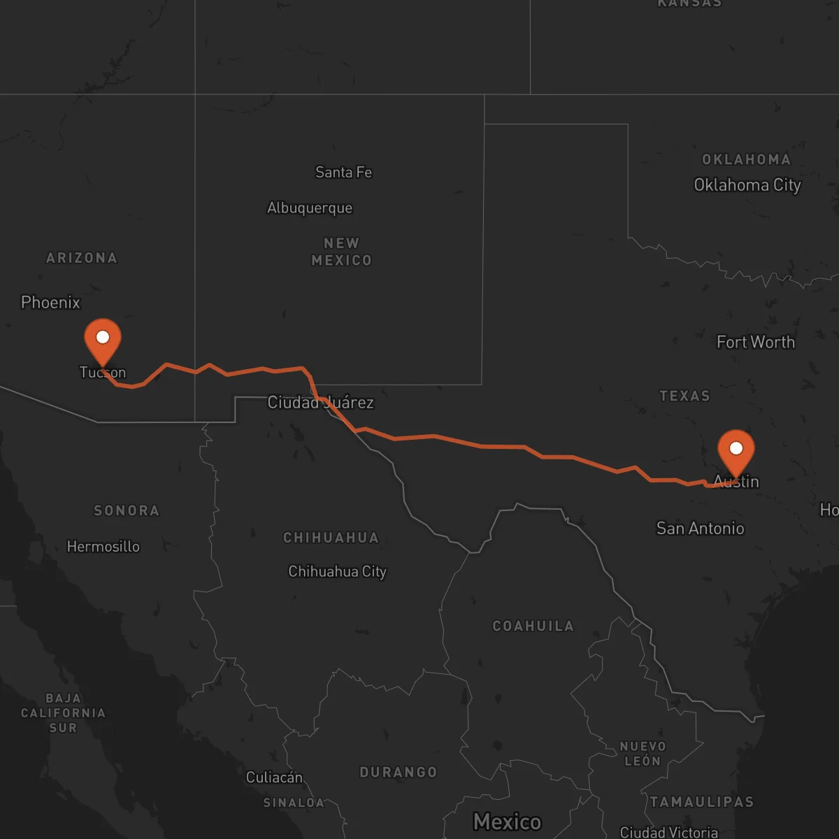 Ruta Tucson - Austin