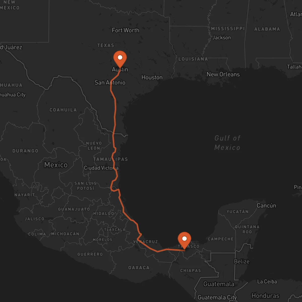Ruta Villahermosa - Austin