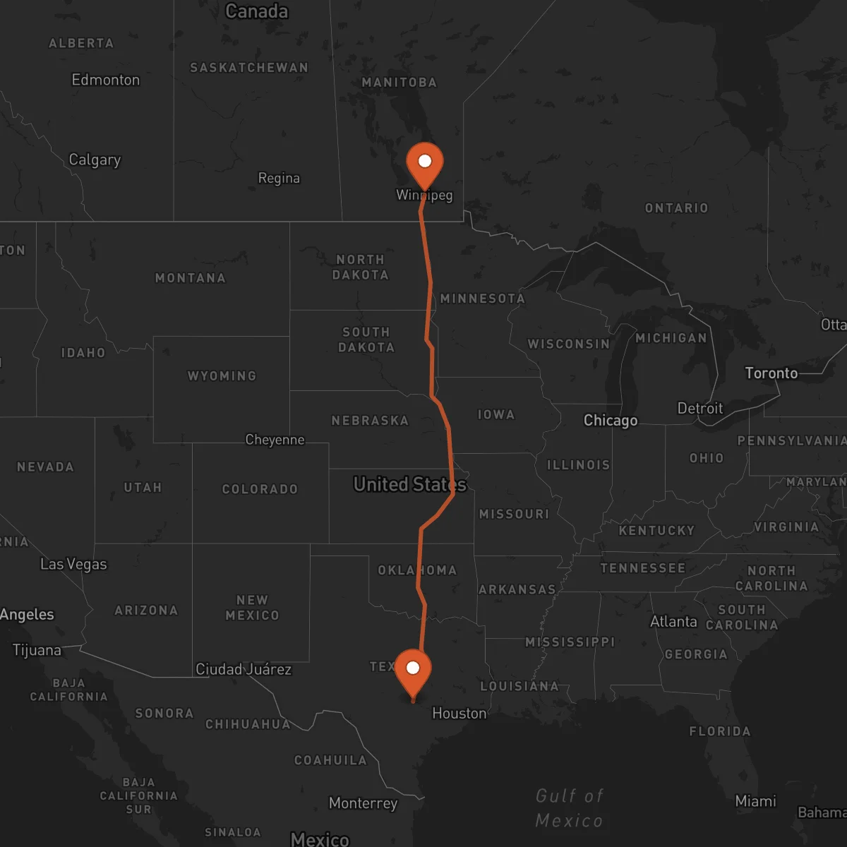 Ruta Winnipeg - Austin
