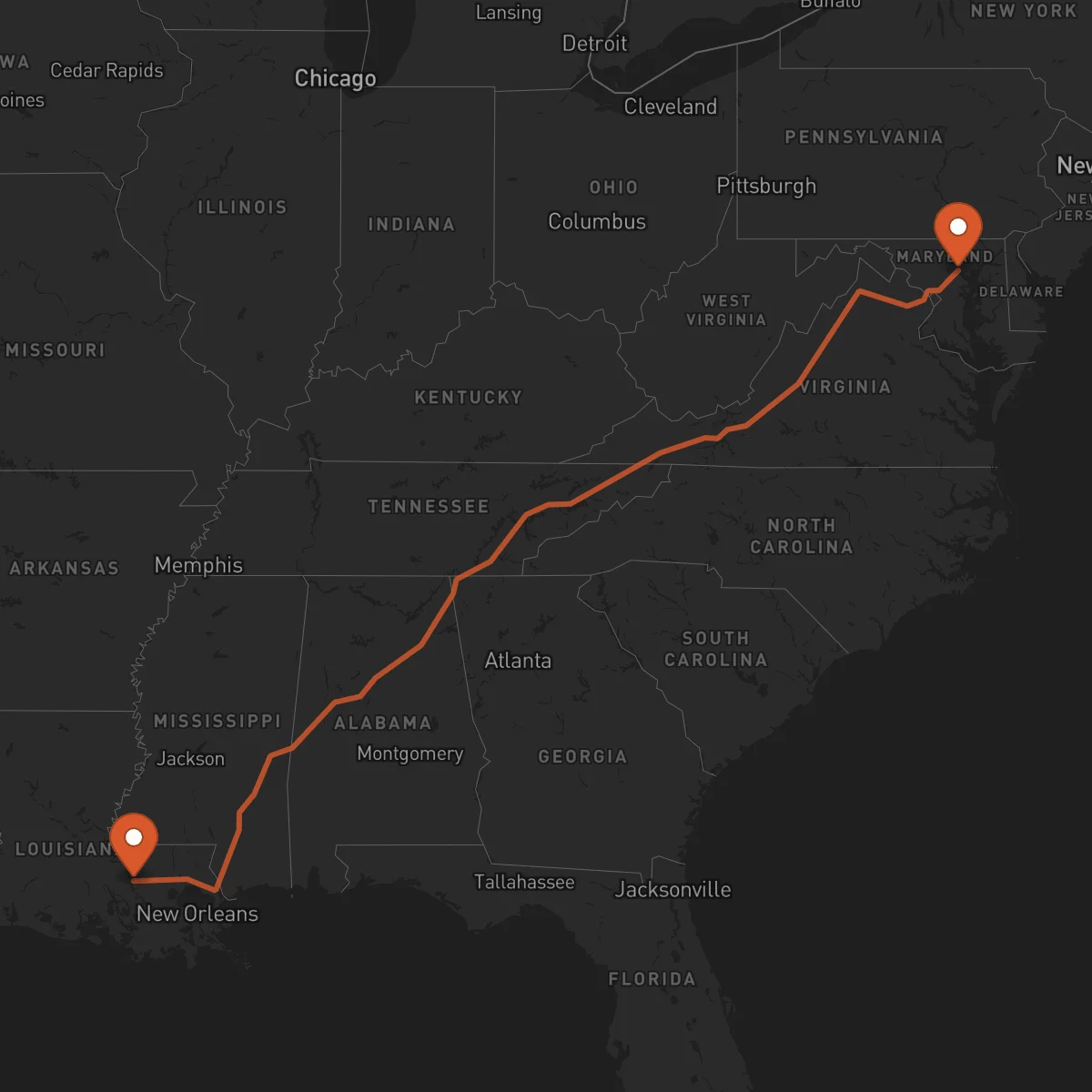 Ruta Baltimore - Baton-Rouge
