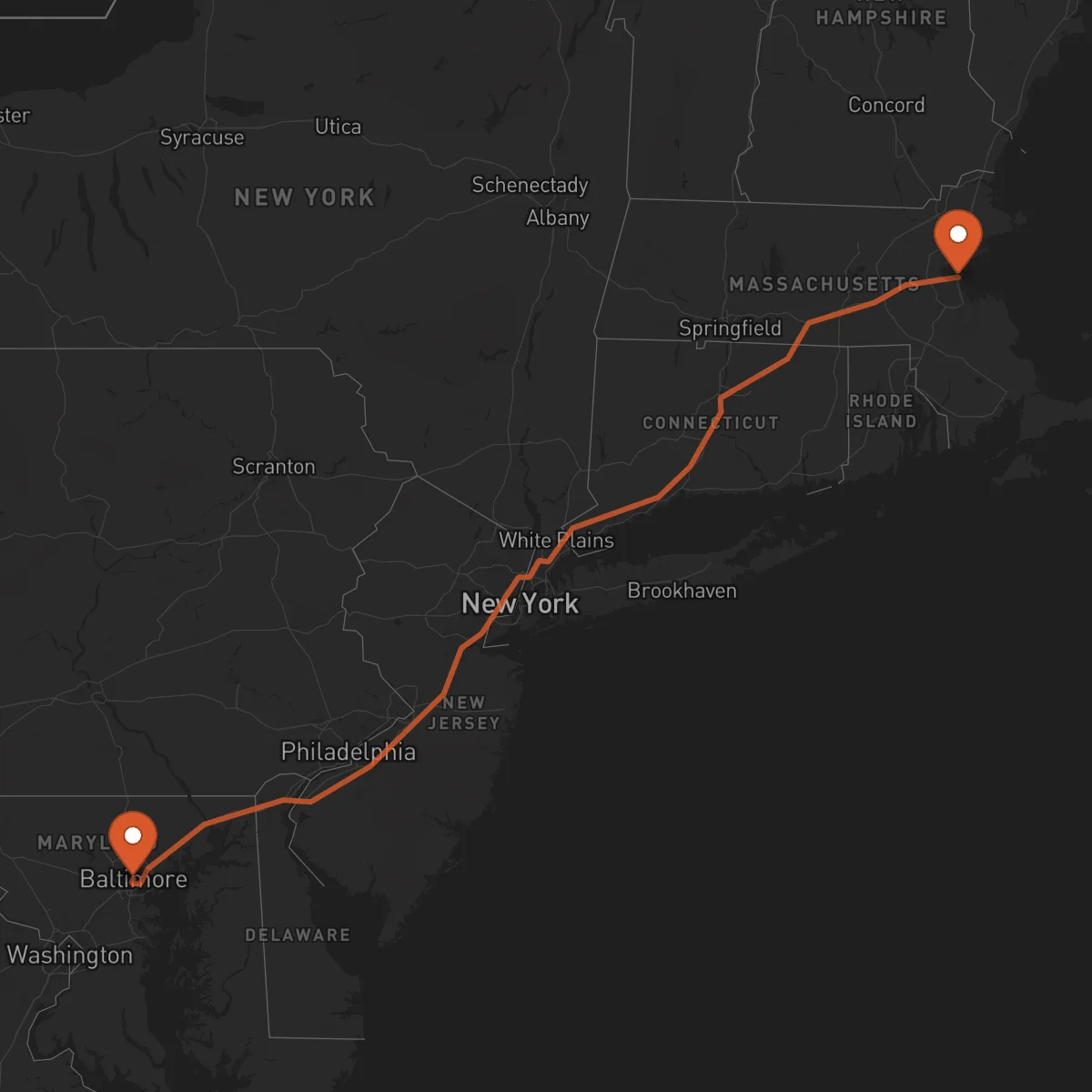 Ruta Baltimore - Boston