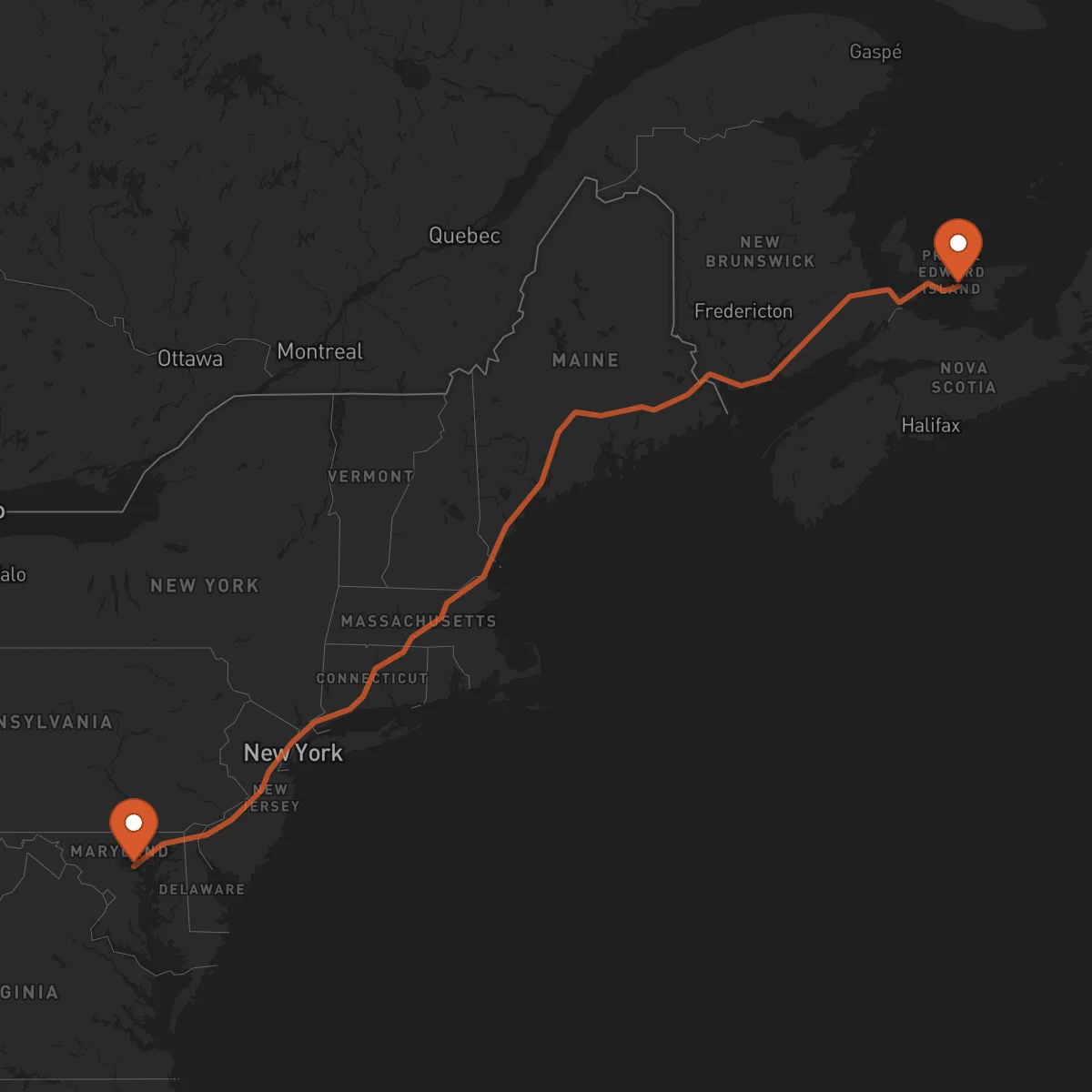 Ruta Baltimore - Charlottetown