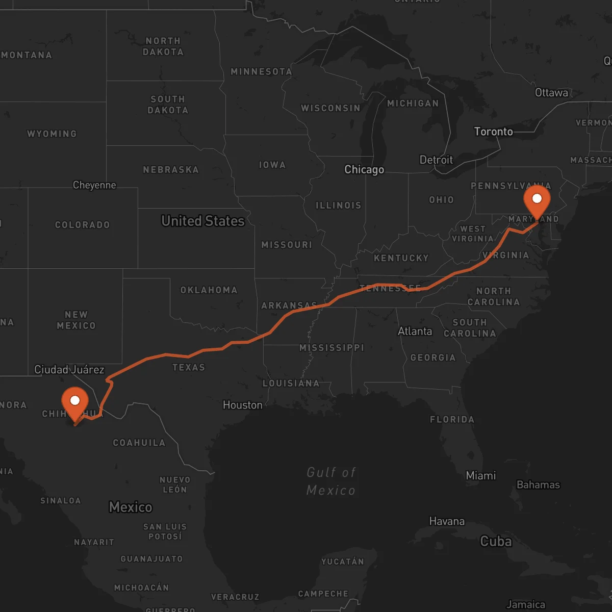 Ruta Baltimore - Chihuahua