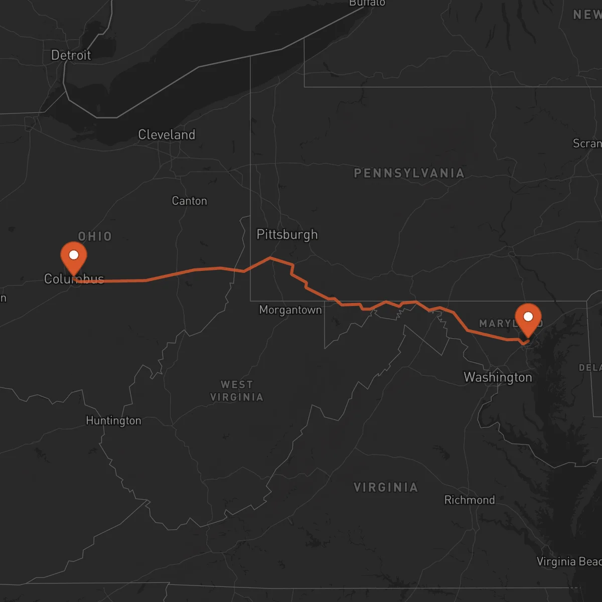 Ruta Baltimore - Columbus