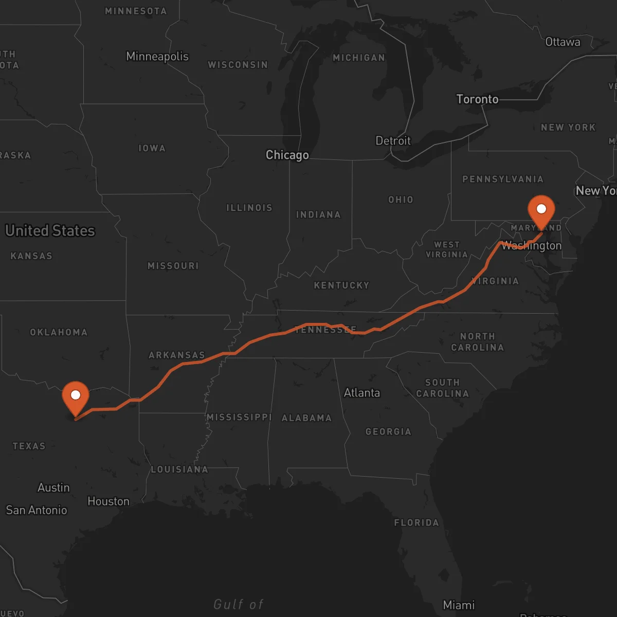 Ruta Baltimore - Dallas