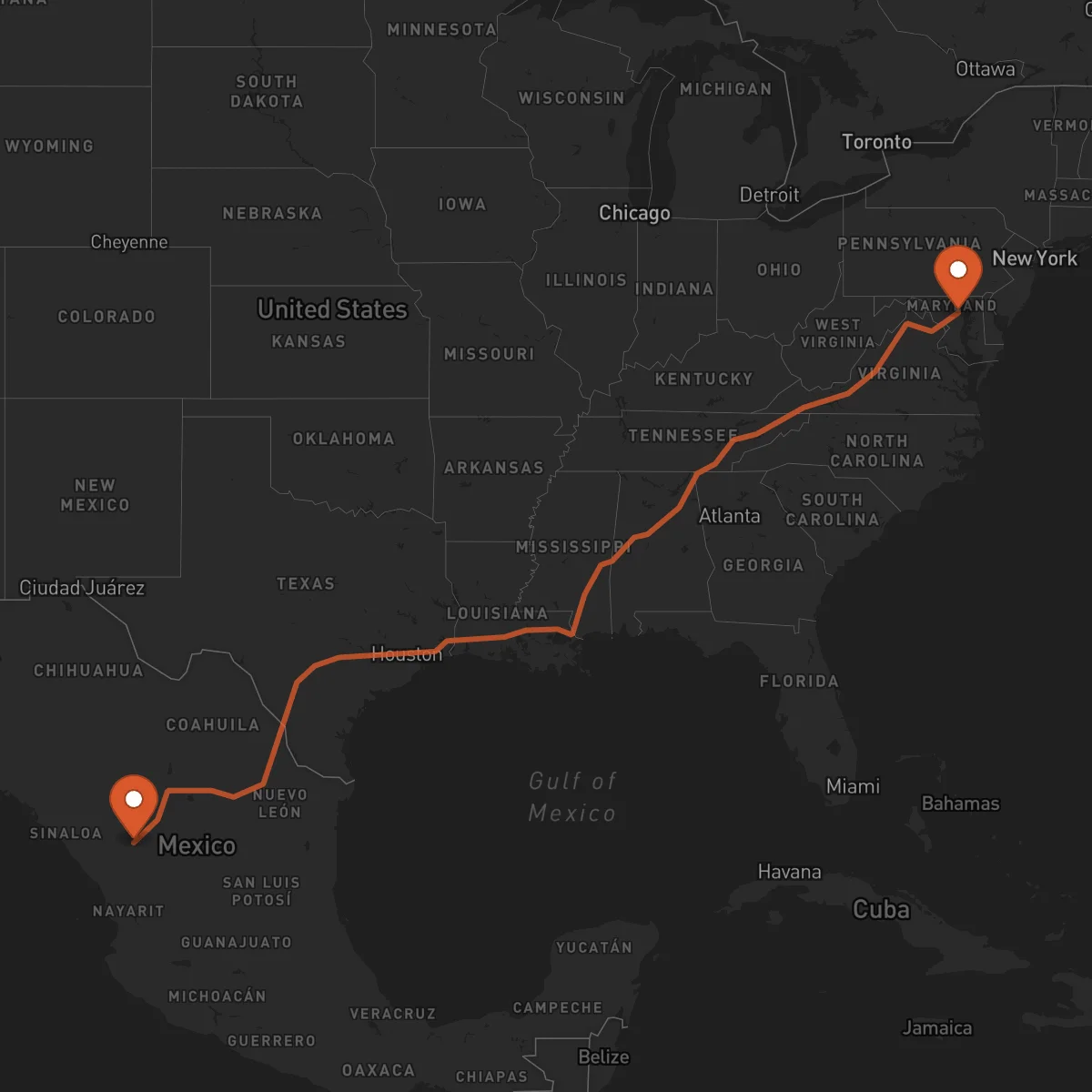 Ruta Baltimore - Durango