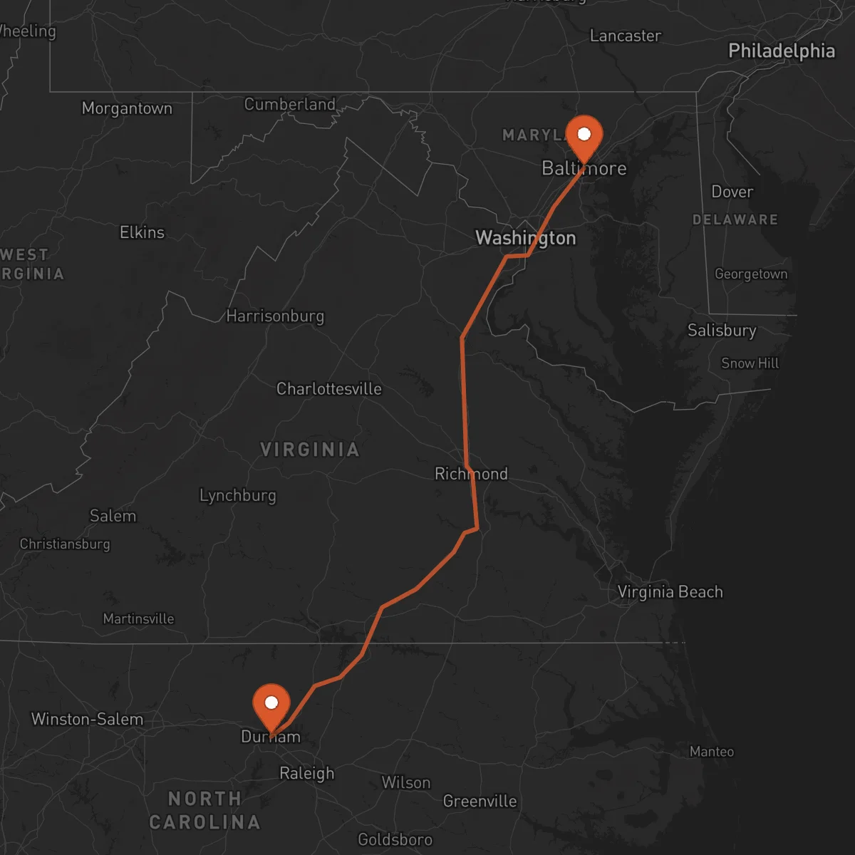 Ruta Baltimore - Durham