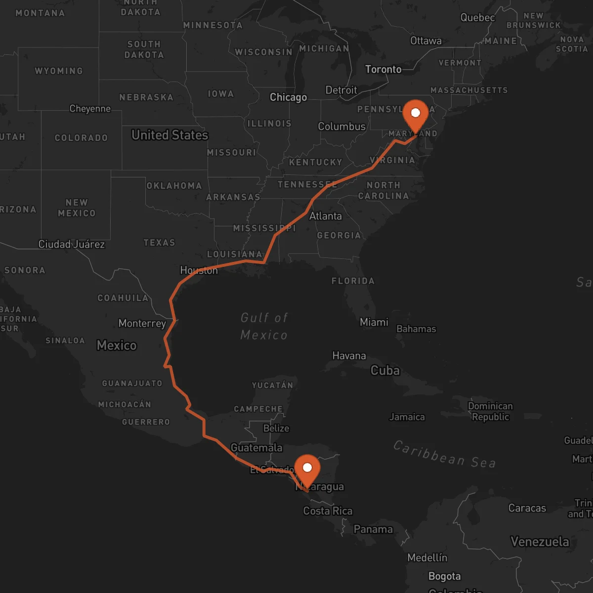 Ruta Granada - Baltimore