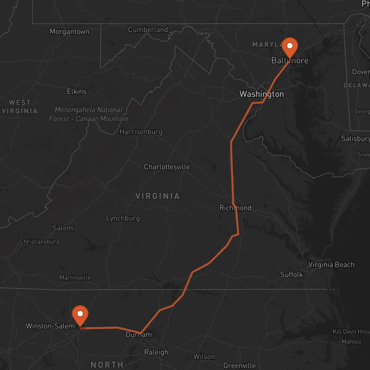 Ruta Baltimore - Greensboro