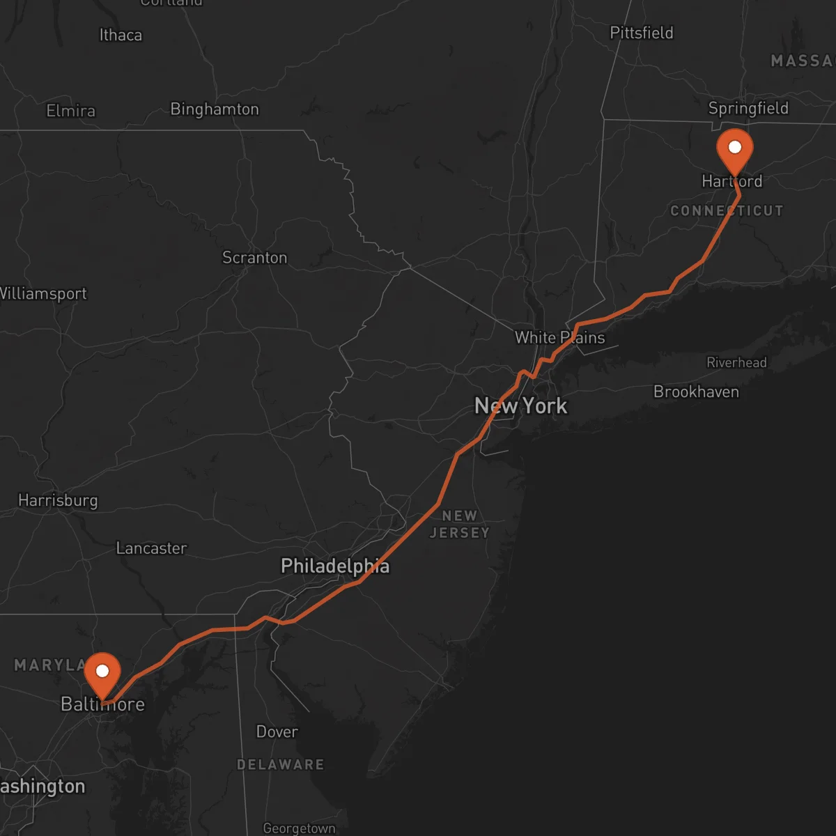 Ruta Hartford - Baltimore