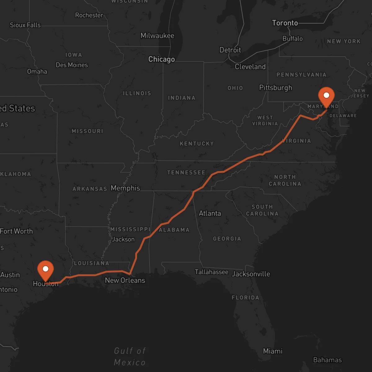 Ruta Houston - Baltimore