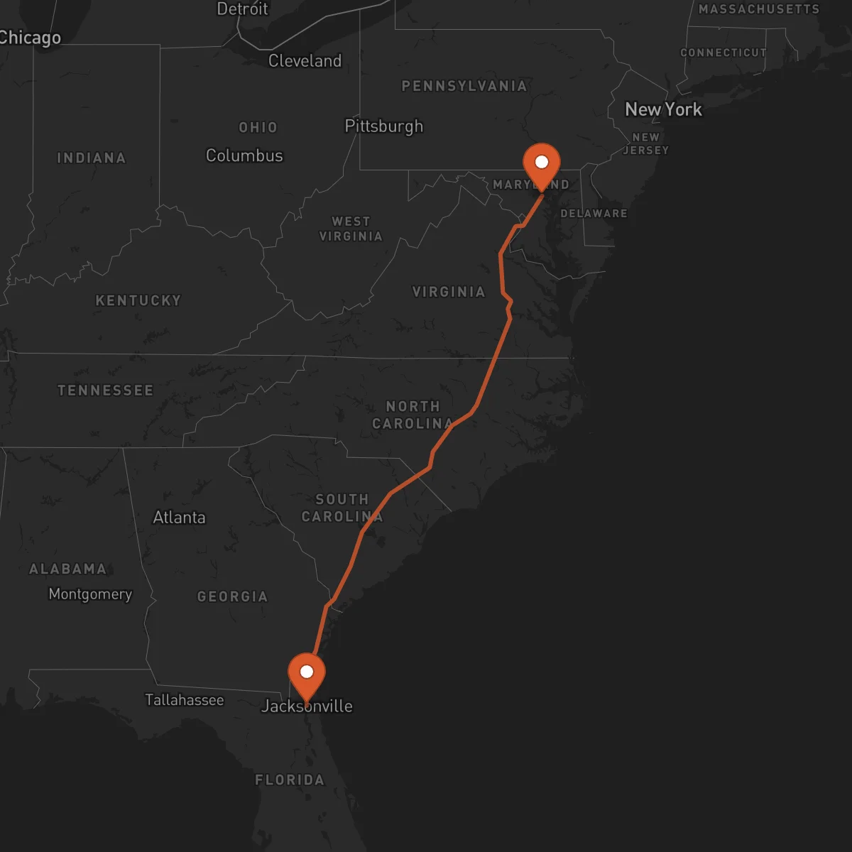 Ruta Baltimore - Jacksonville