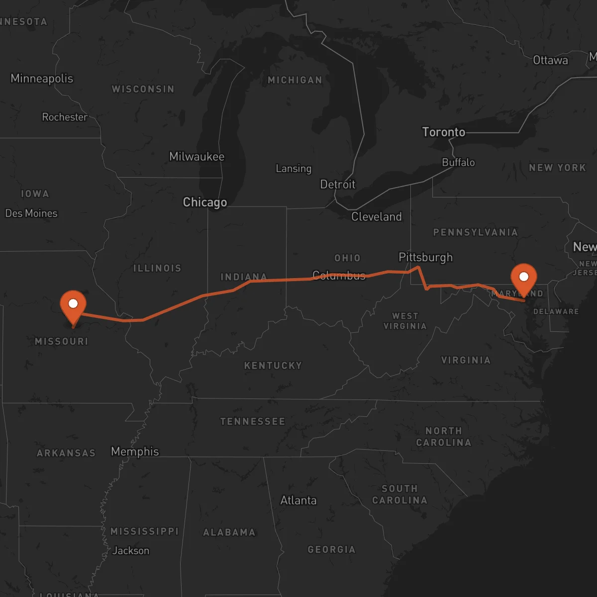 Ruta Jefferson City - Baltimore