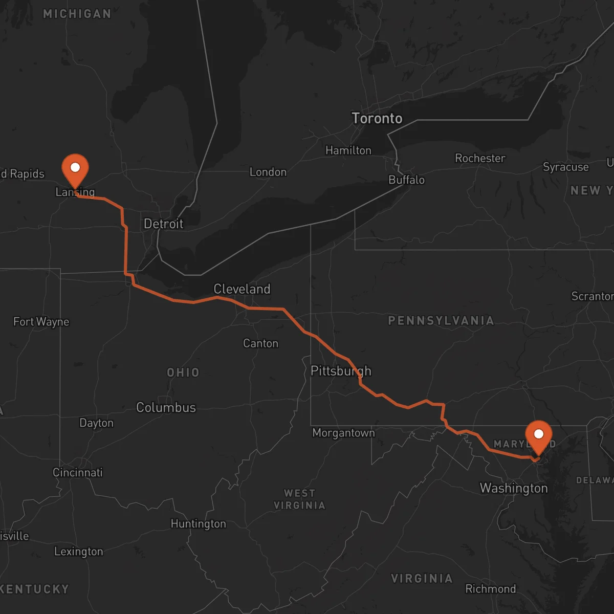 Ruta Baltimore - Lansing