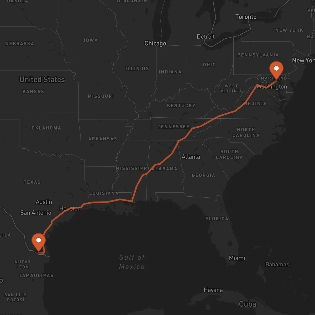 Ruta Baltimore - McAllen