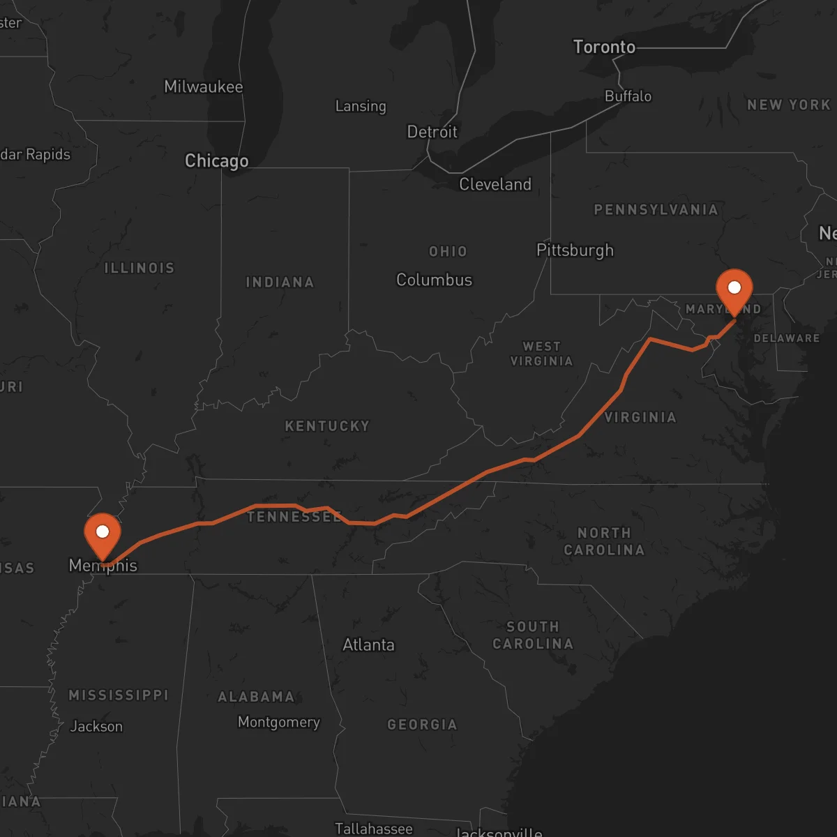 Ruta Baltimore - Memphis