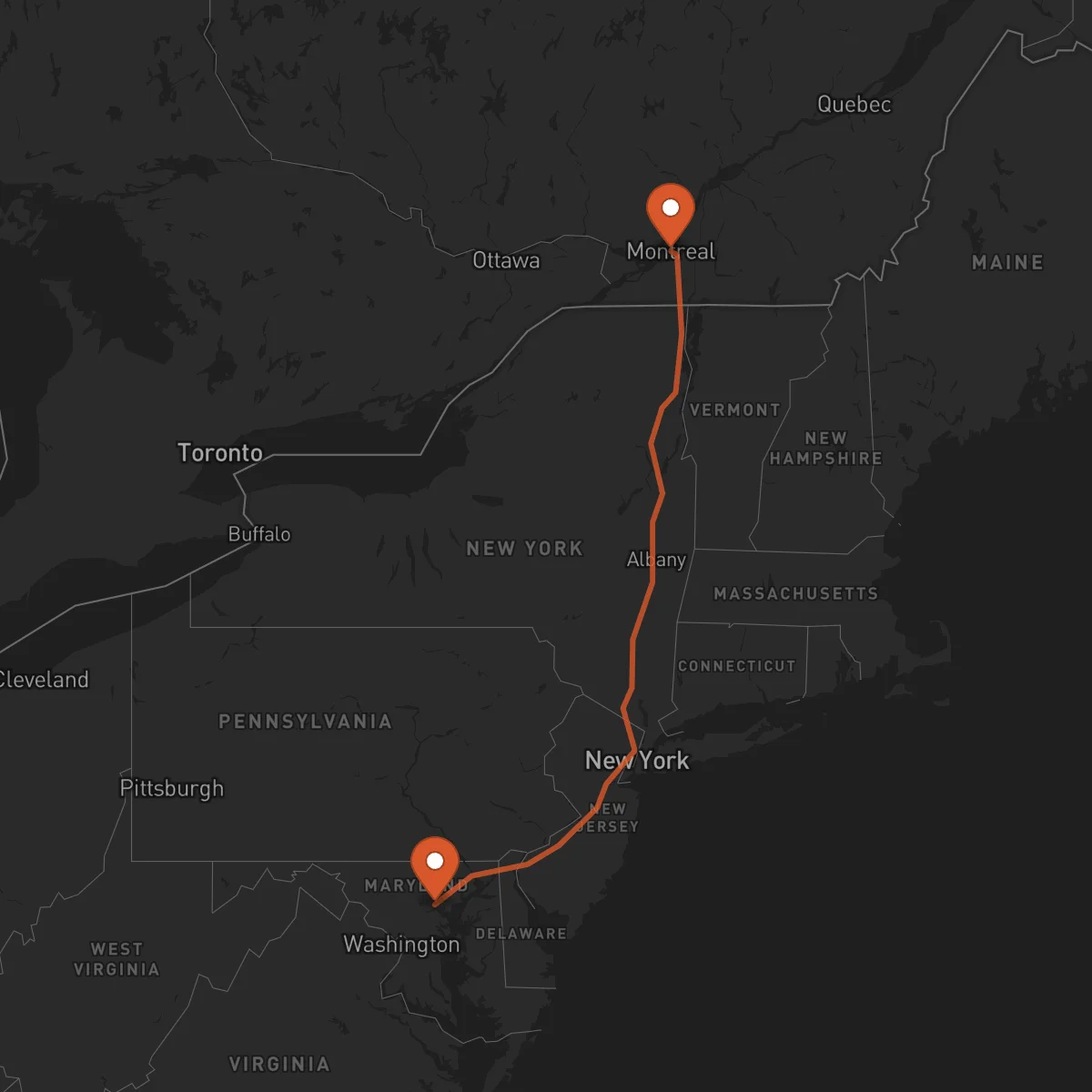 Ruta Baltimore - Montreal
