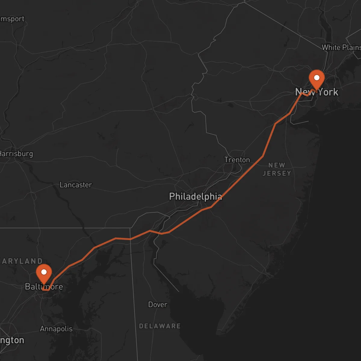 Ruta Baltimore - Nueva York