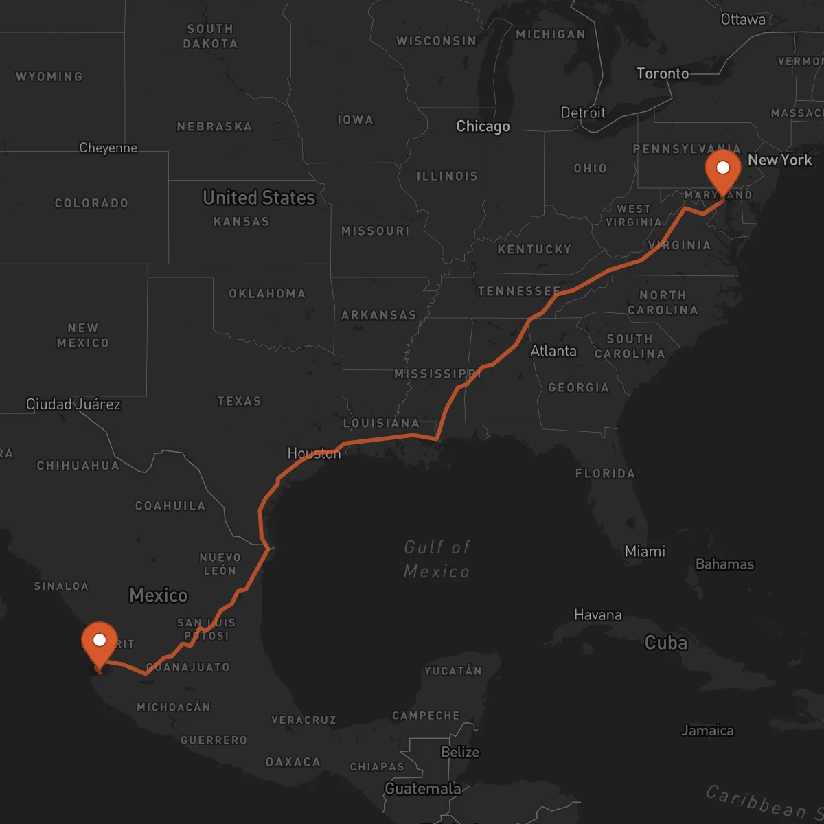 Ruta Baltimore - Puerto Vallarta