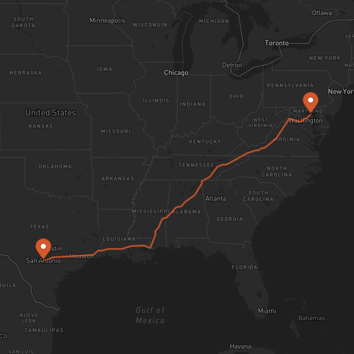 Ruta Baltimore - San Antonio