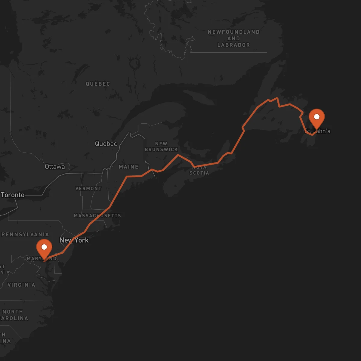 Ruta San Juan de Terranova (St. John's) - Baltimore