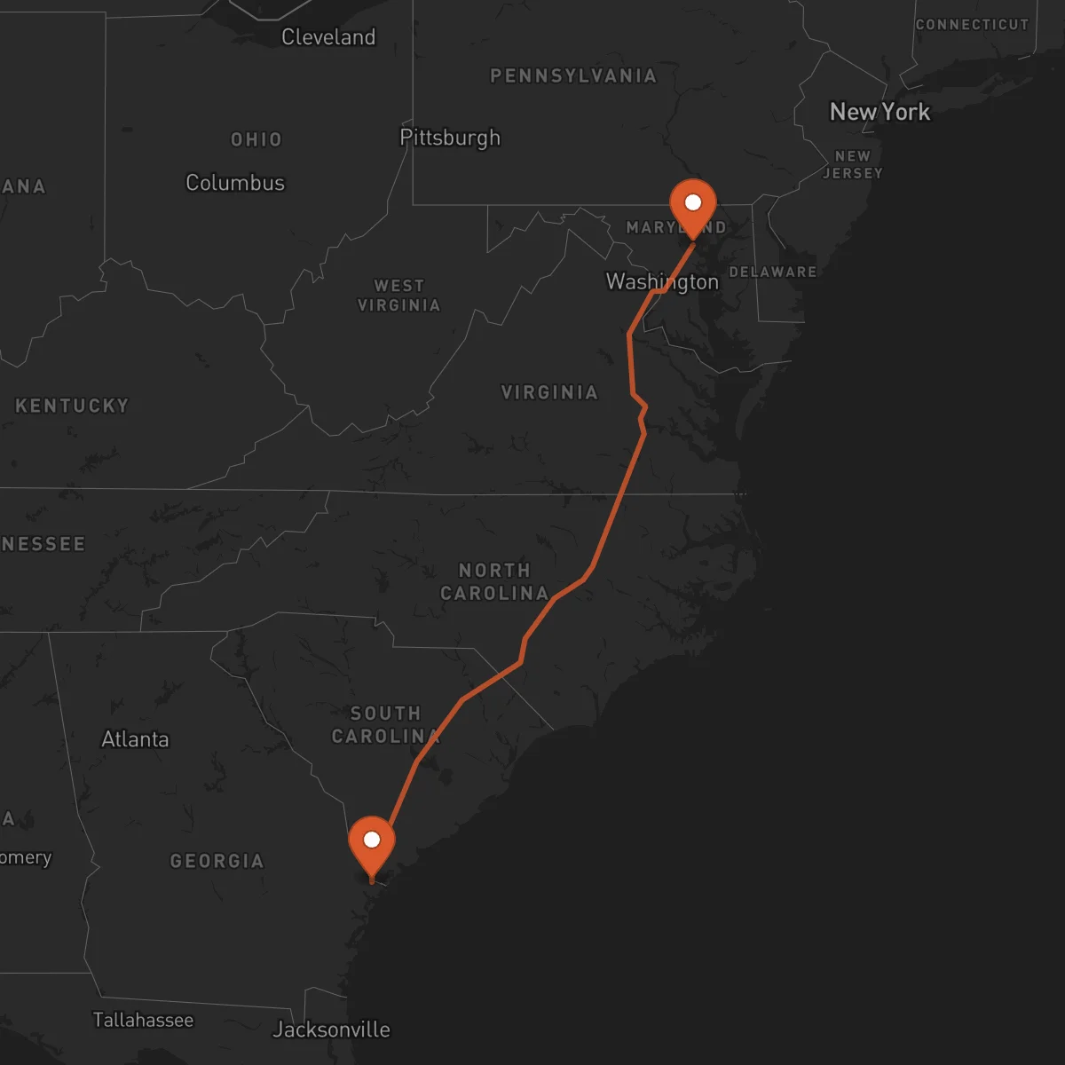 Ruta Baltimore - Savannah