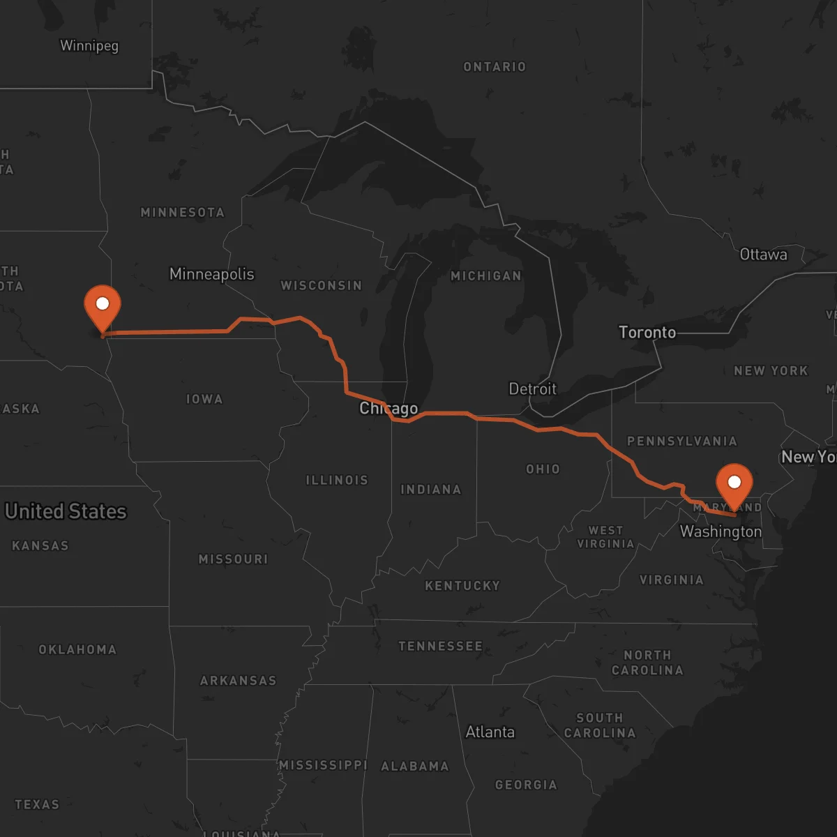 Ruta Baltimore - Sioux Falls