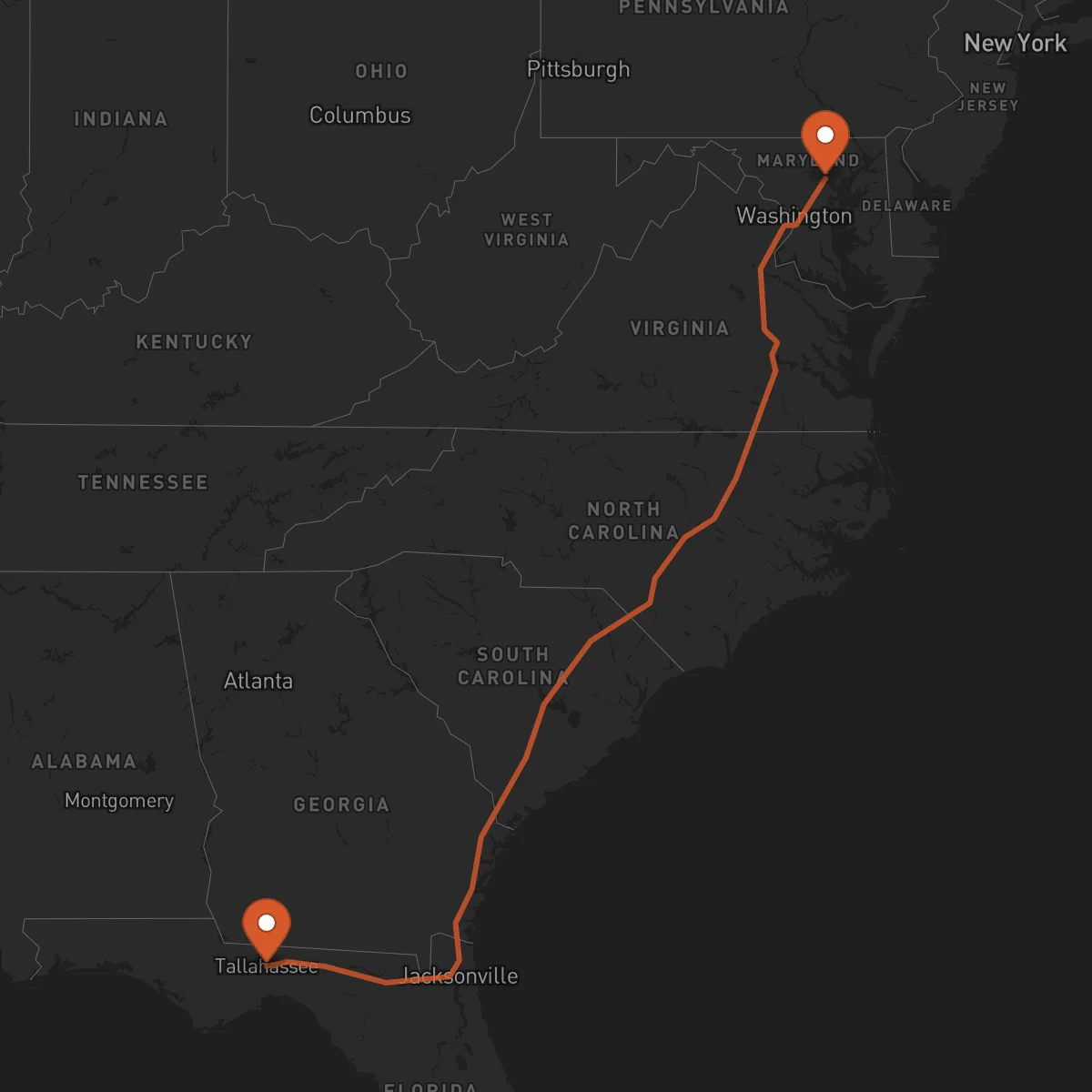 Ruta Baltimore - Tallahassee