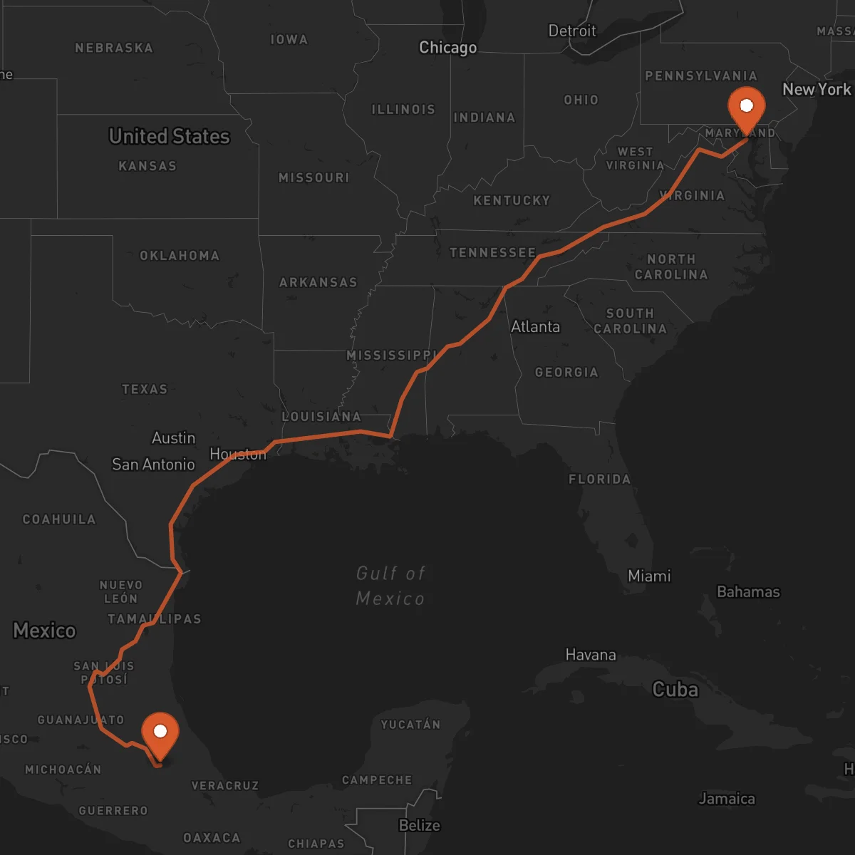 Ruta Tlaxcala - Baltimore