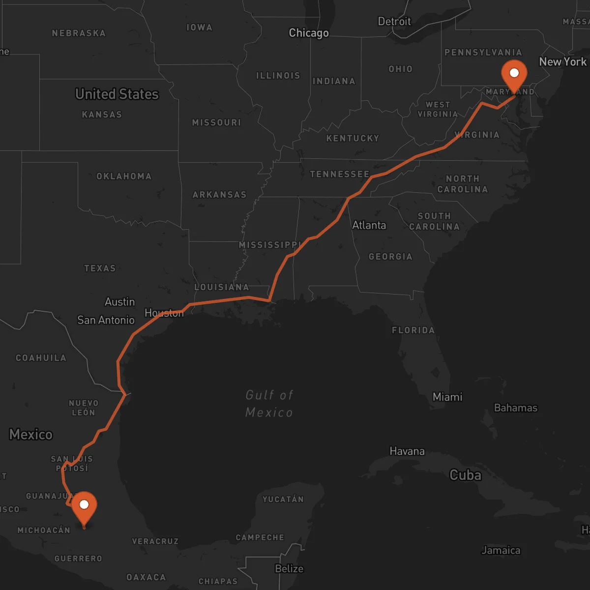 Ruta Baltimore - Toluca