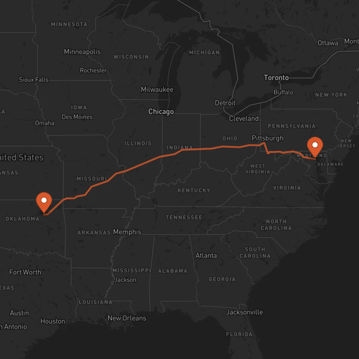 Ruta Baltimore - Tulsa