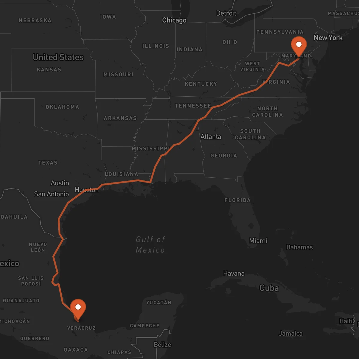 Ruta Baltimore - Veracruz