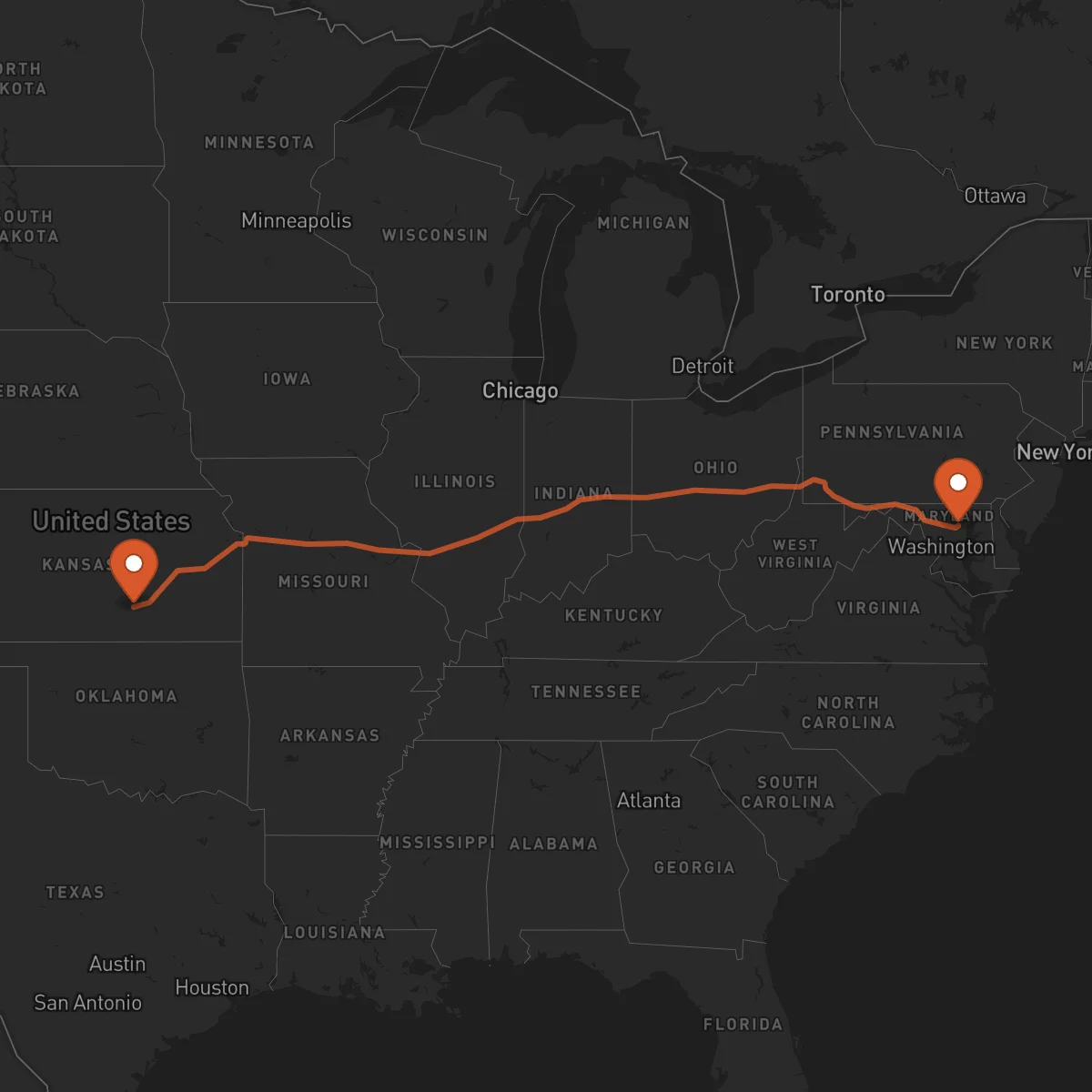 Ruta Wichita - Baltimore