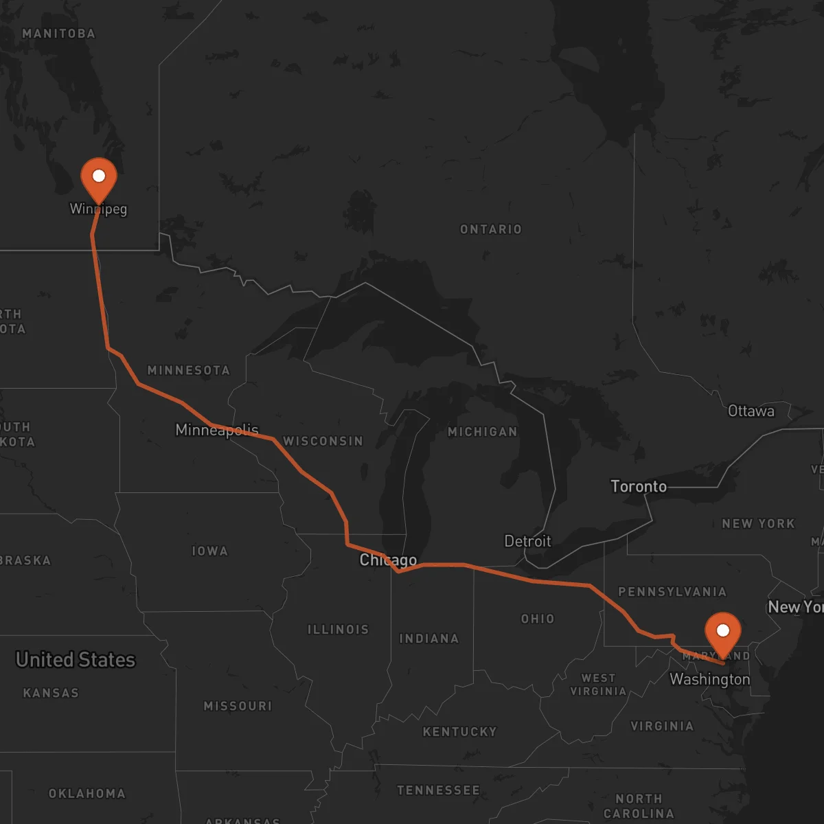 Ruta Baltimore - Winnipeg