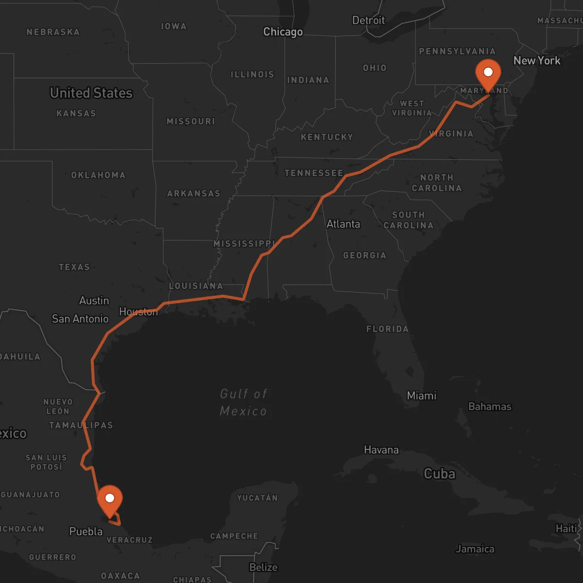 Ruta Xalapa - Baltimore