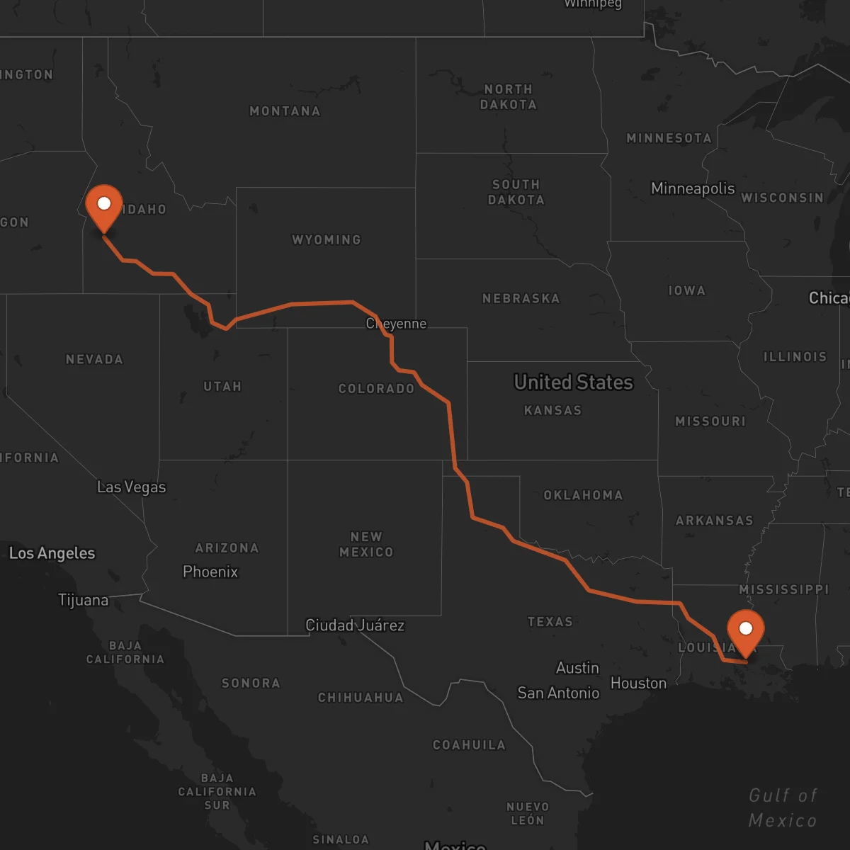 Ruta Baton-Rouge - Boise