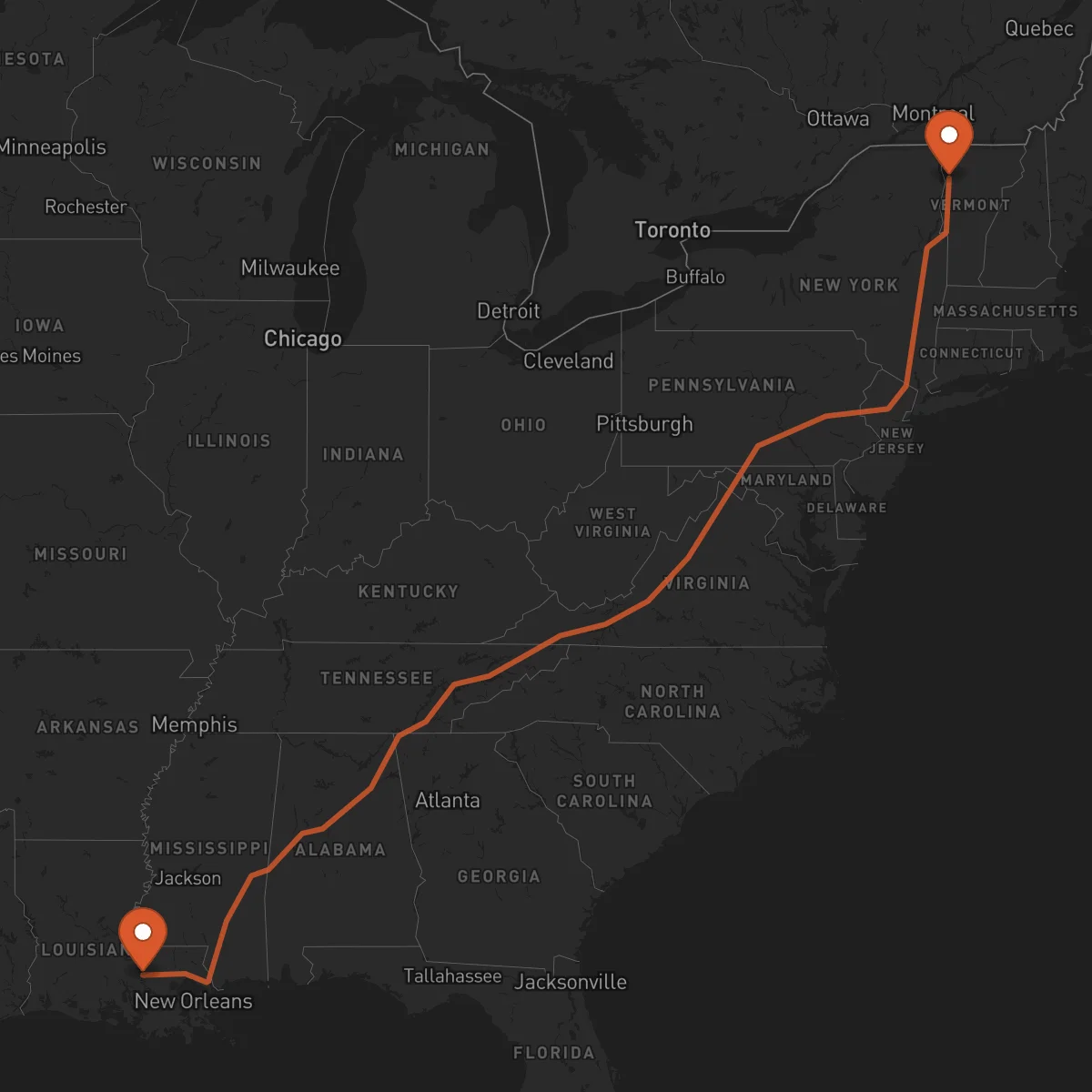 Ruta Baton-Rouge - Burlington