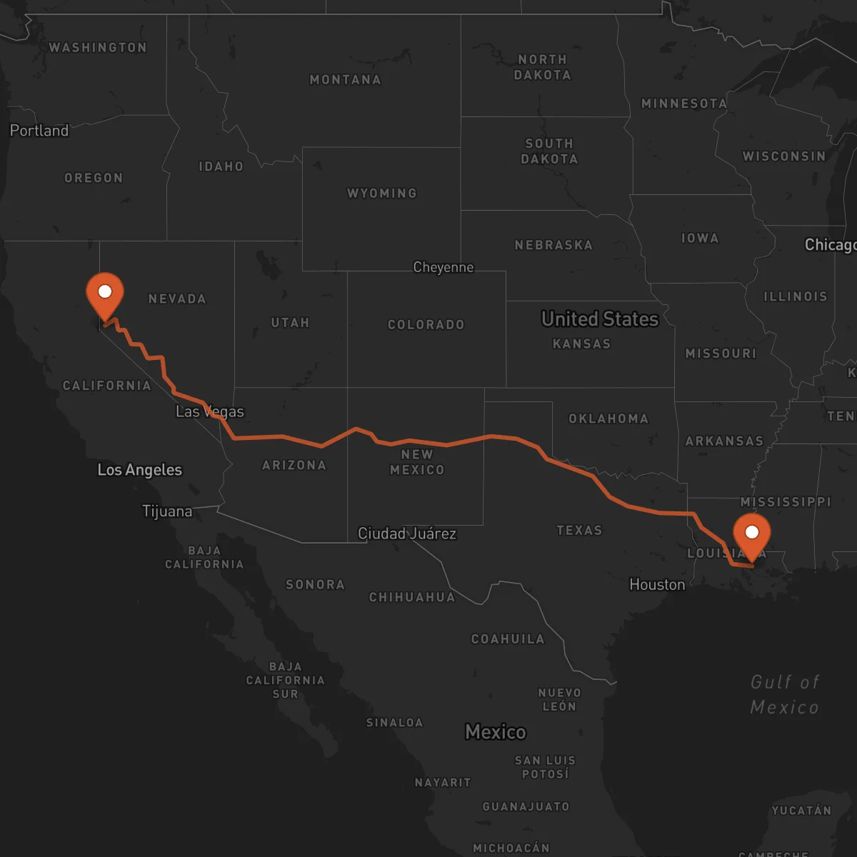 Ruta Carson City - Baton Rouge