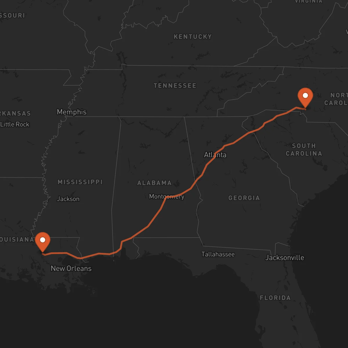 Ruta Charlotte - Baton-Rouge