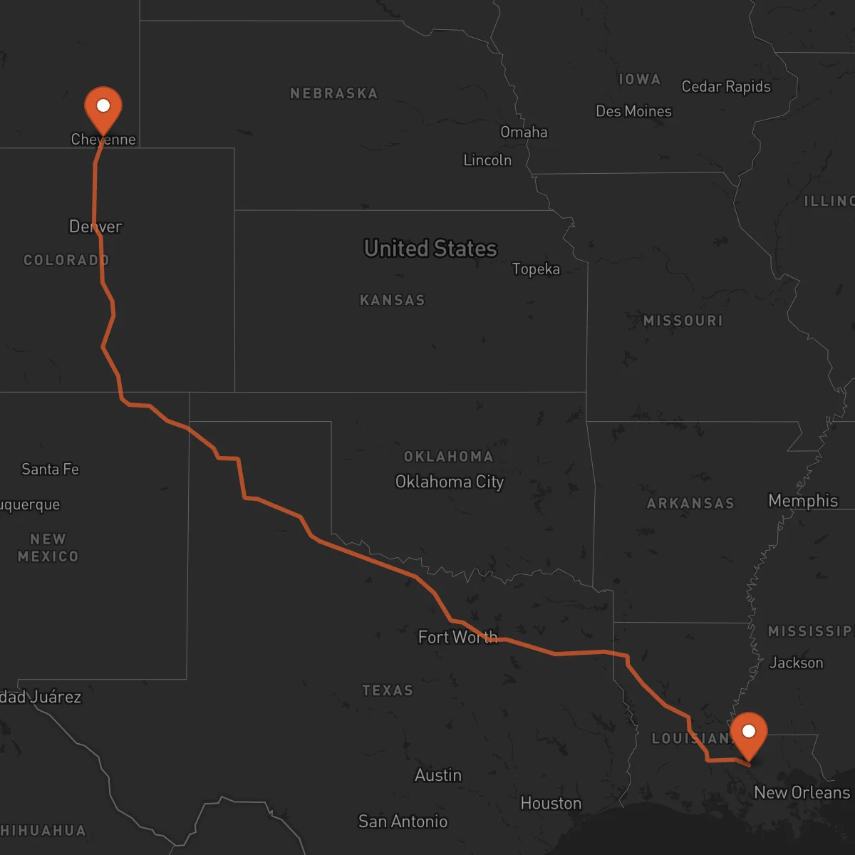 Ruta Cheyenne - Baton-Rouge