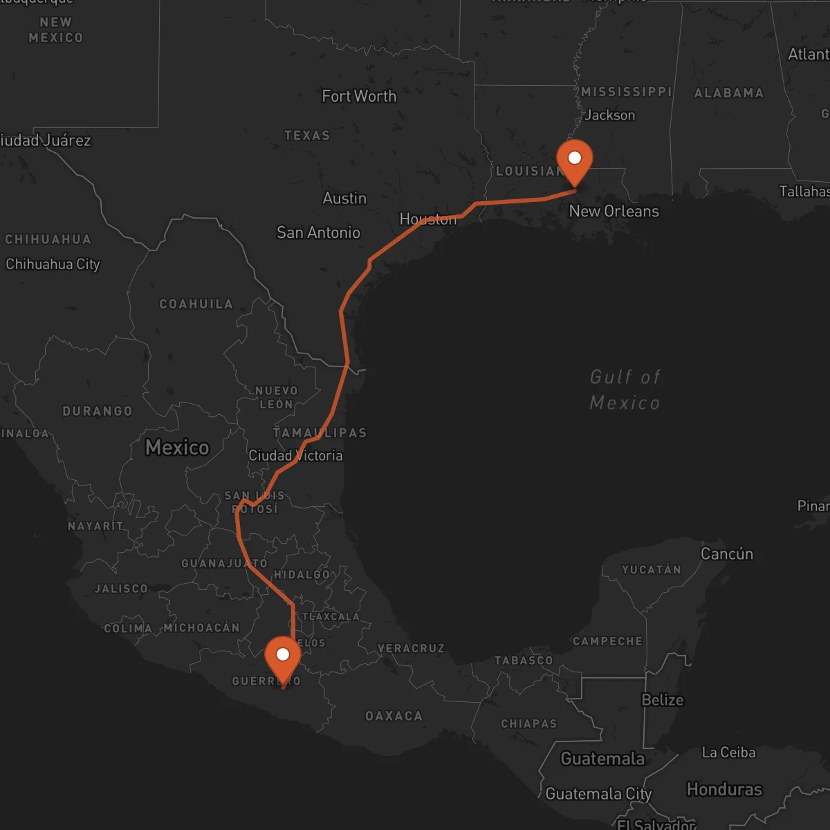 Ruta Baton Rouge - Chilpancingo de los Bravo