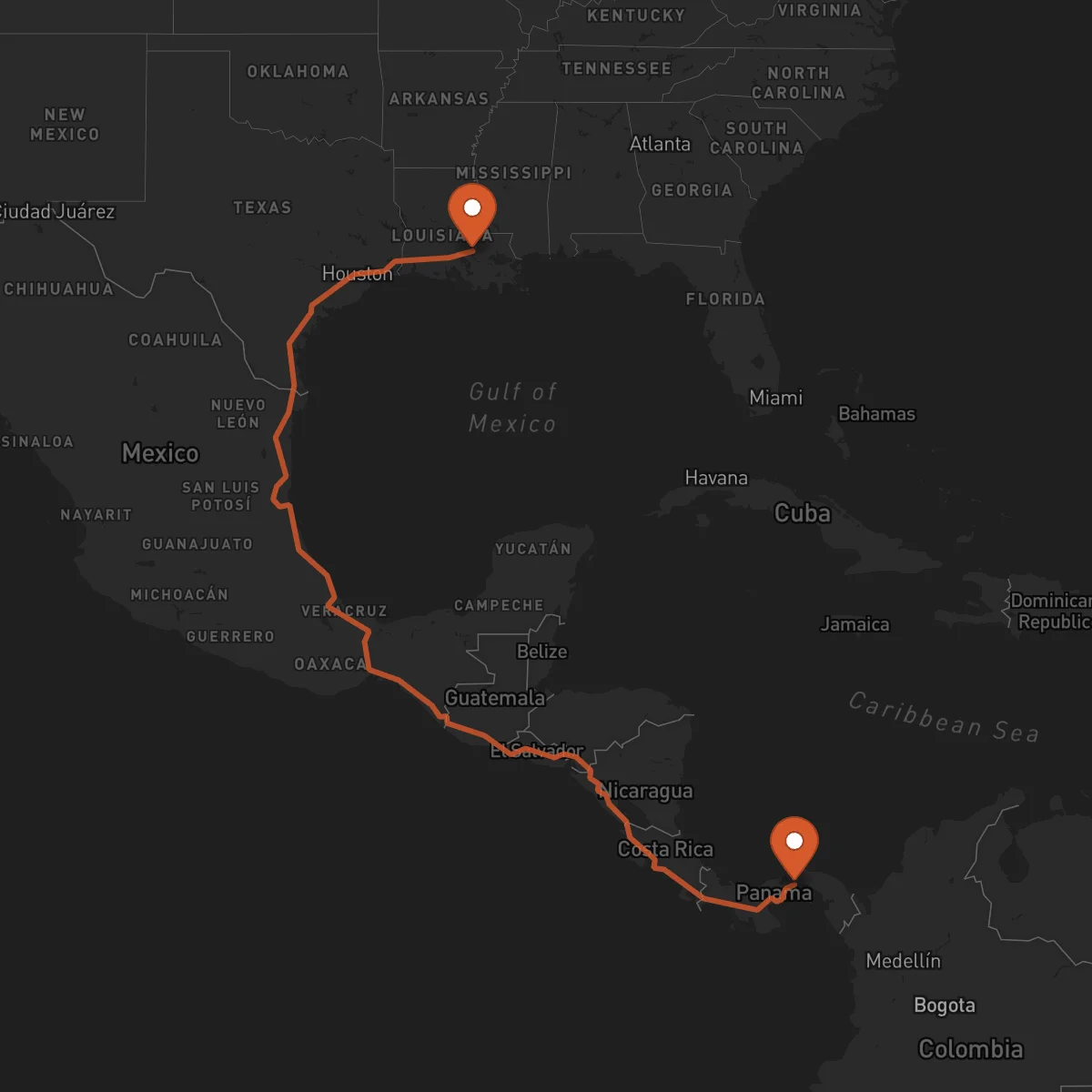 Ruta Baton Rouge - Ciudad de Panamá