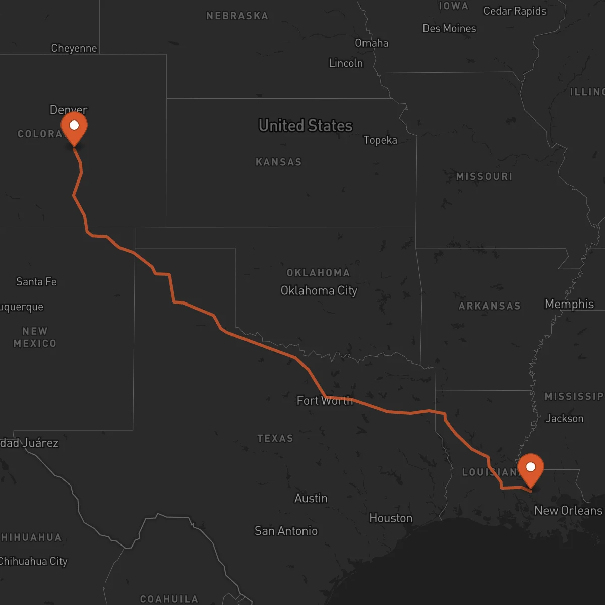 Ruta Baton Rouge - Colorado Springs